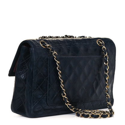 Chanel Lambskin Quilted Medium Single Flap Navy Blue 3 of 15