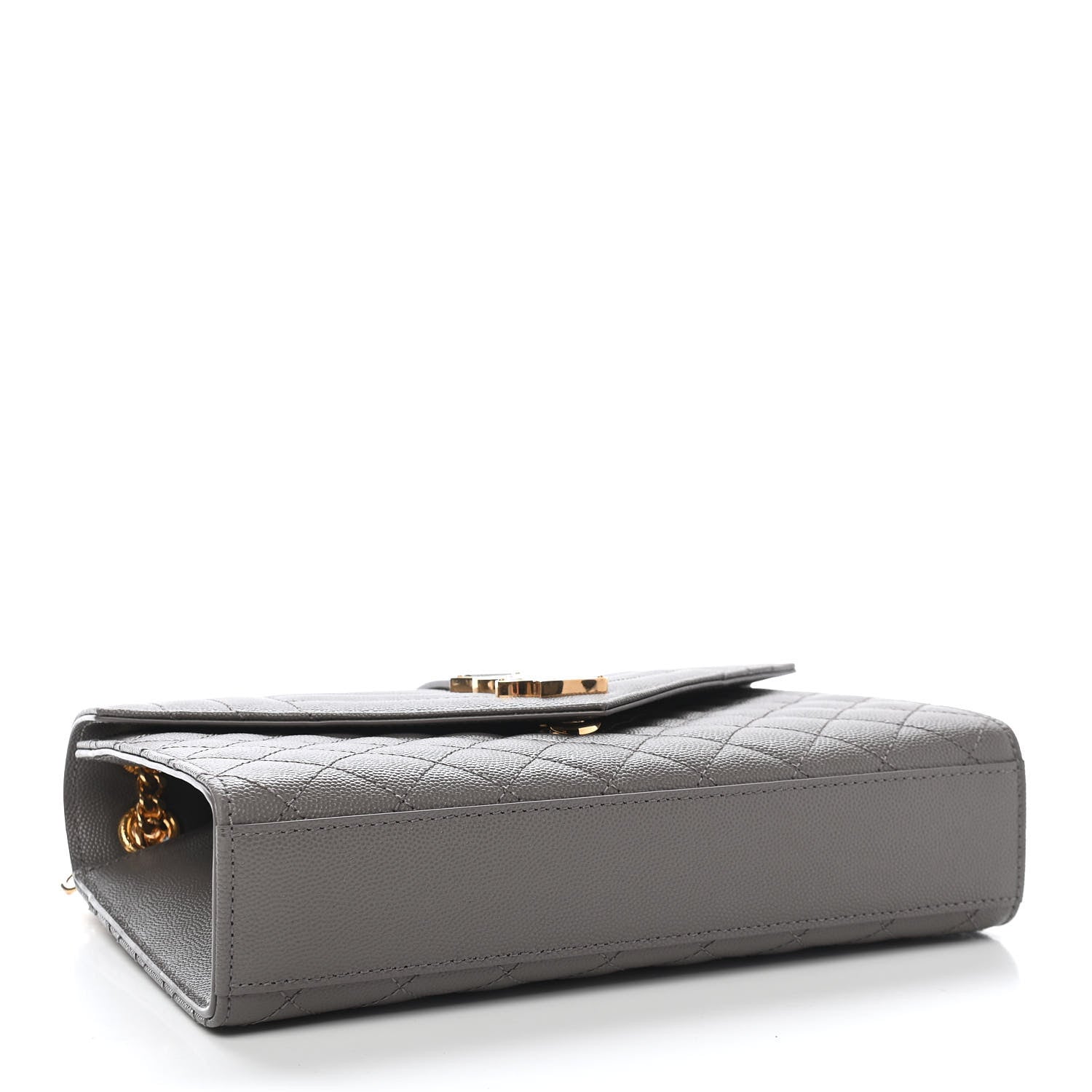 Saint Laurent Grain De Poudre Textured Mixed Matelasse Medium Triquilt Monogram Satchel Fog 3 of 7