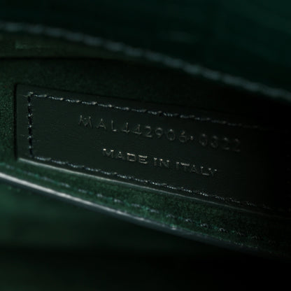 Saint Laurent Calfskin Crocodile Embossed Medium Monogram Sunset Dark Green 7 of 12