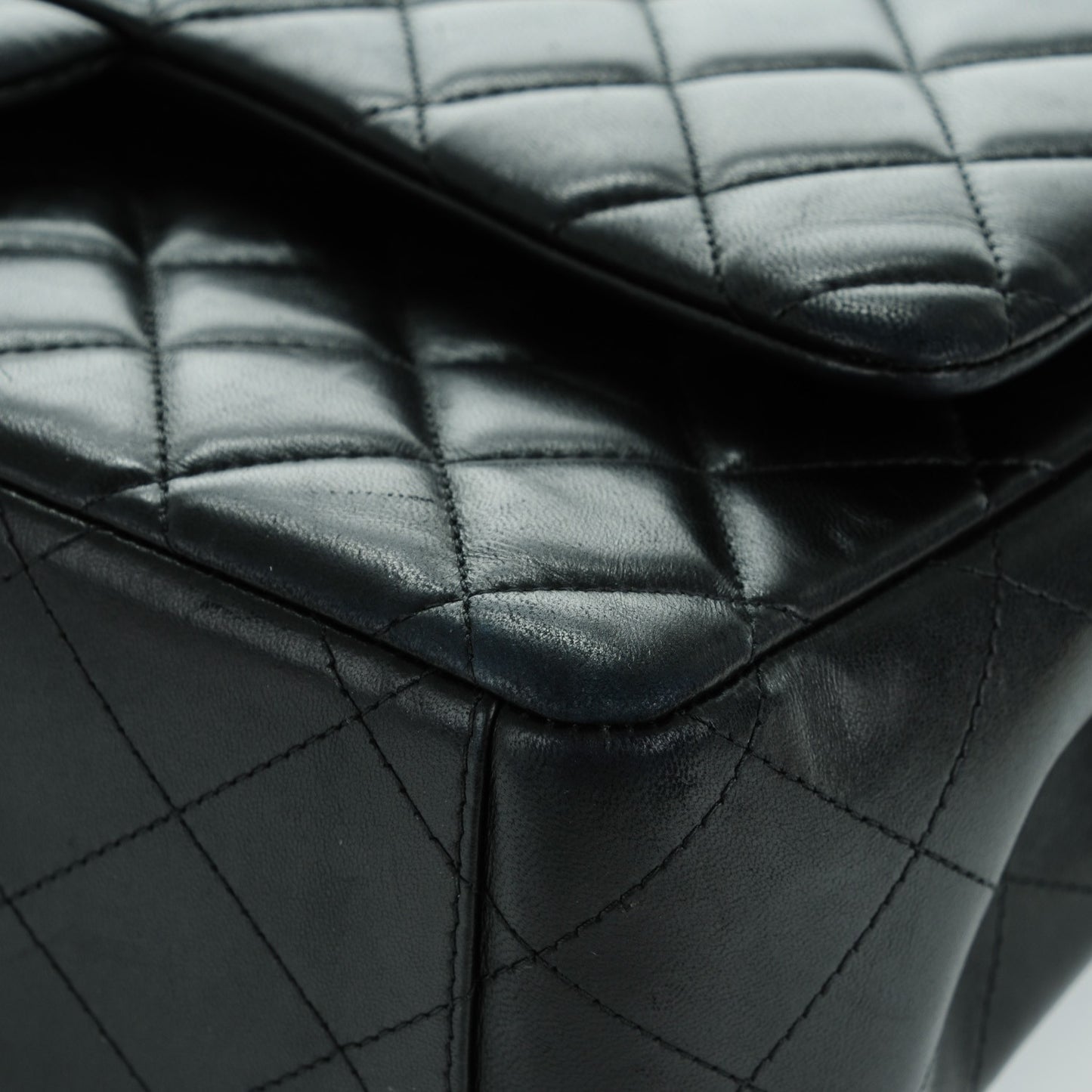 Lambskin Quilted Maxi Double Flap Black