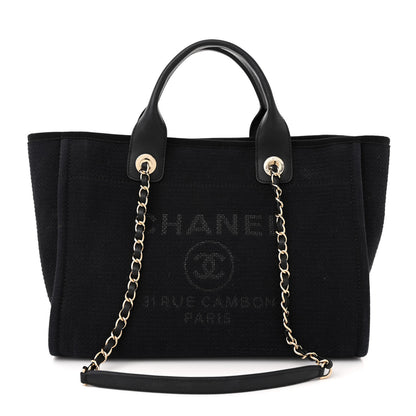 Chanel Mixed Fibers Small Deauville Tote Navy 1 of 11
