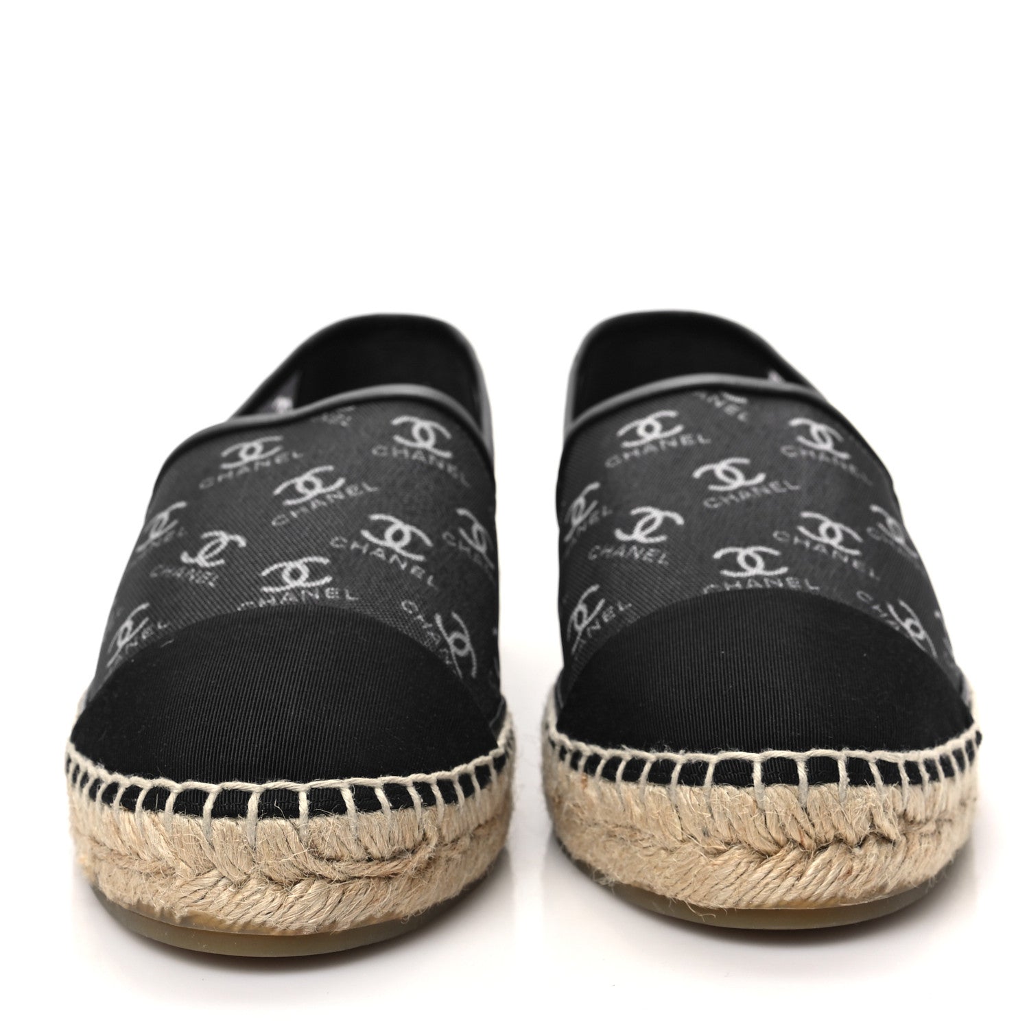 Chanel Mesh Grosgrain CC Espadrilles 40 Black White 2 of 9