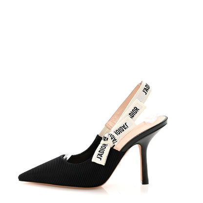 Christian Dior Technical Canvas Ribbon J Adior Slingback 100mm Pumps 38 Black 1 of 9