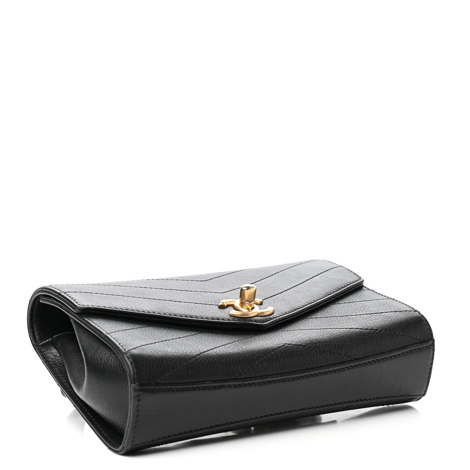 Chanel Calfskin Chevron Stitched Coco Waist Bag Black 4 of 10