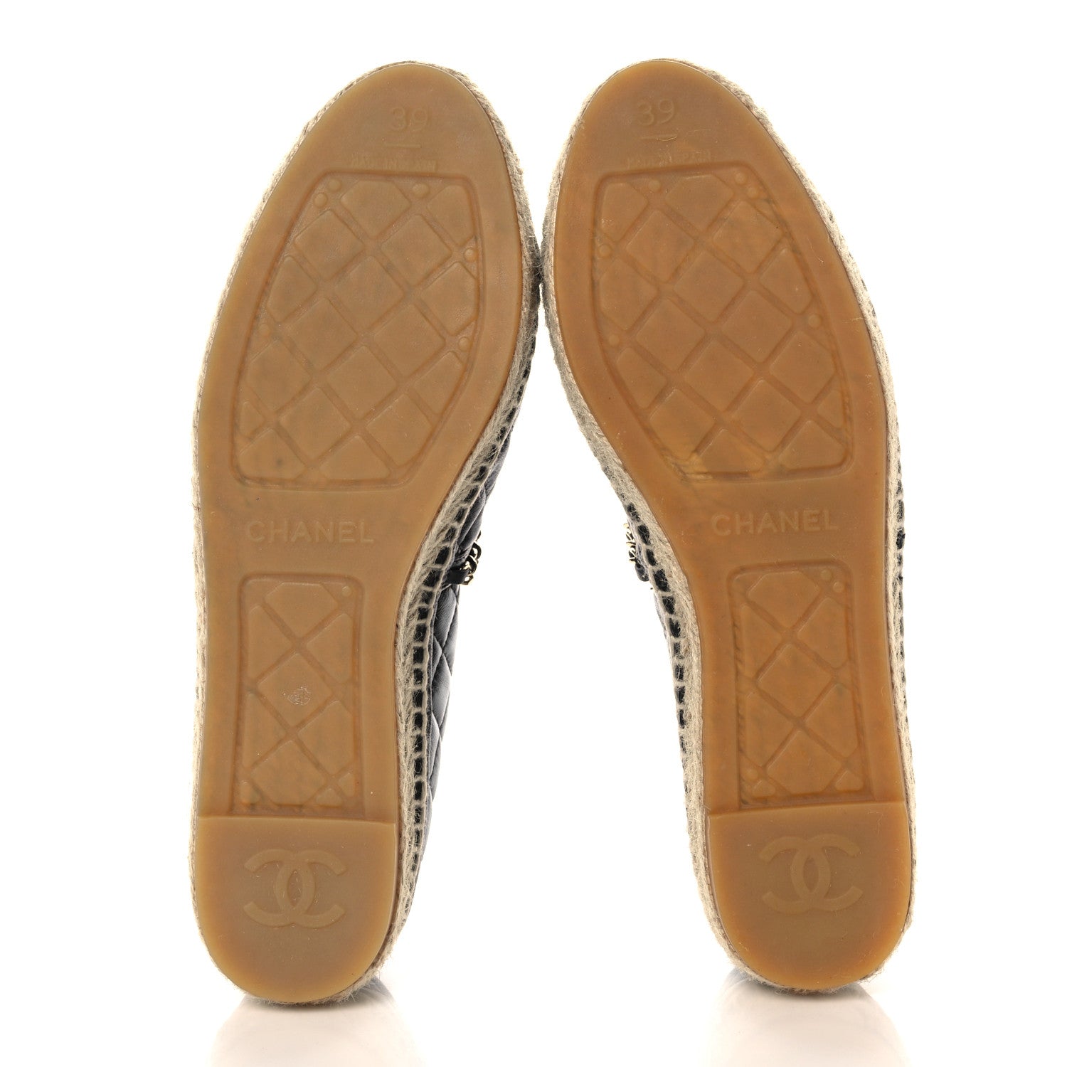Chanel Lambskin Quilted CC Chain Espadrilles 39 Black 5 of 7