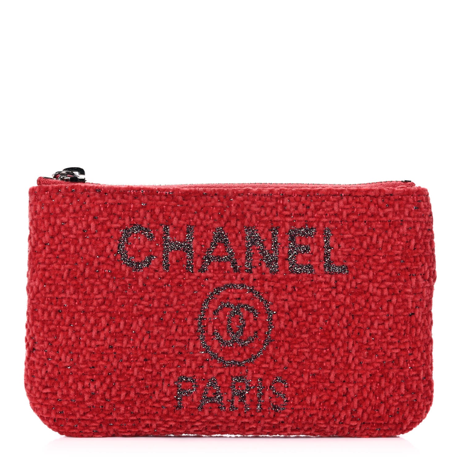 Chanel Lurex Boucle Deauville Cosmetic Pouch Red 1 of 11