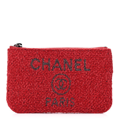 Chanel Lurex Boucle Deauville Cosmetic Pouch Red 1 of 11