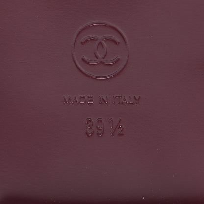 Chanel Patent Calfskin Mary Janes Flats 39.5 Burgundy 8 of 11