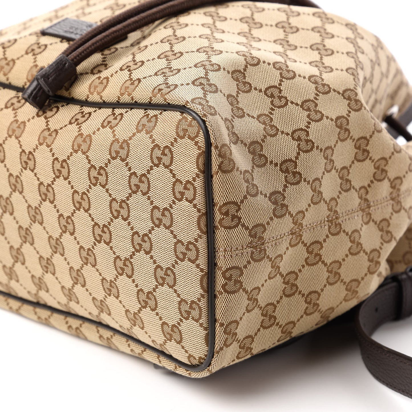 Monogram Dollar Calfskin O Drawstring Backpack Beige Ebony Testa di Moro Dark Chocolate