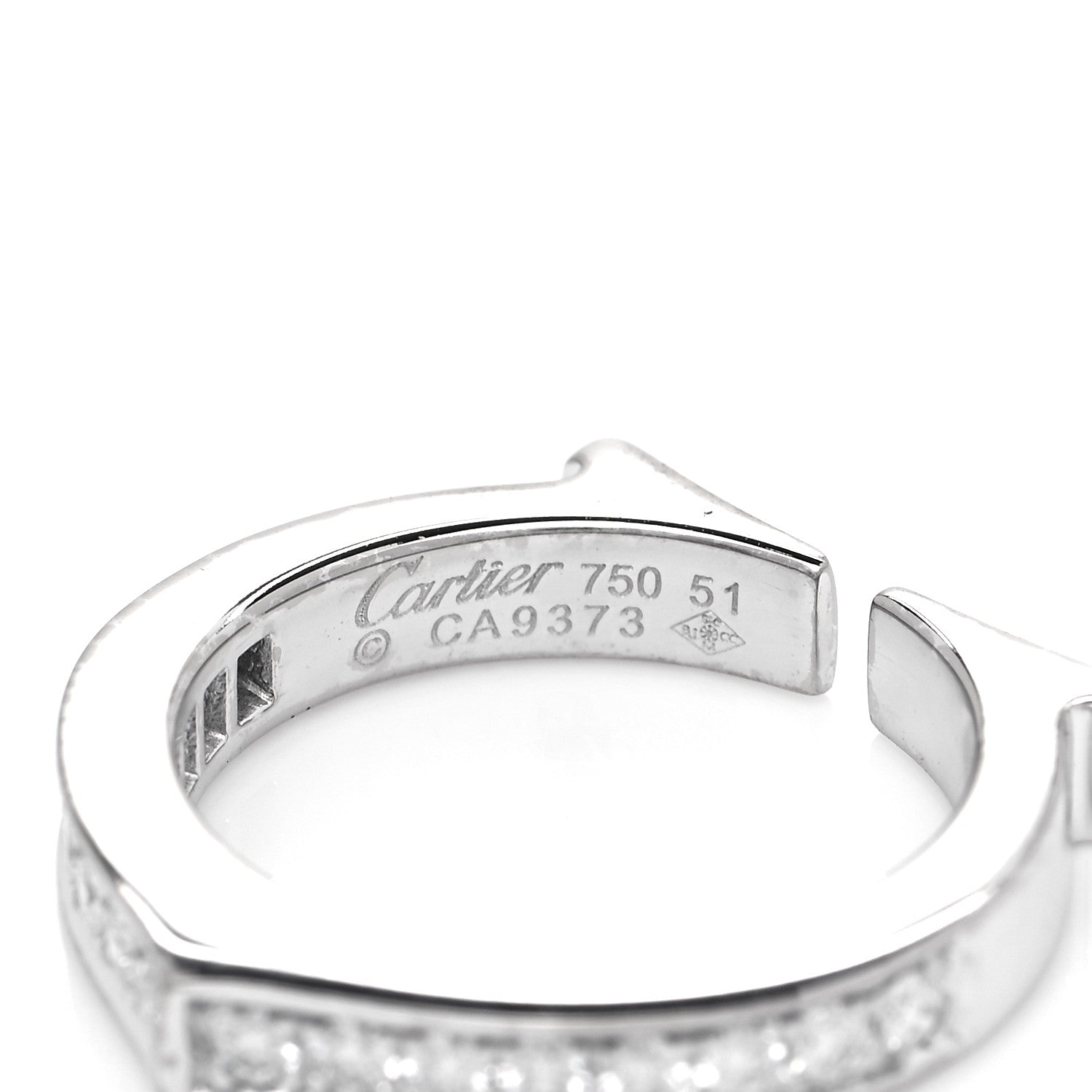 Cartier 18K White Gold Diamond Flat C Ring 51 5.75 5 of 5