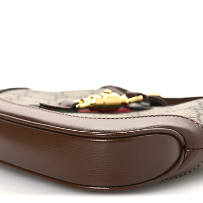 Gucci GG Supreme Monogram Azalea Calfskin Web Mini Jackie 1961 Hobo Beige Ebony Brown Sugar 10 of 11