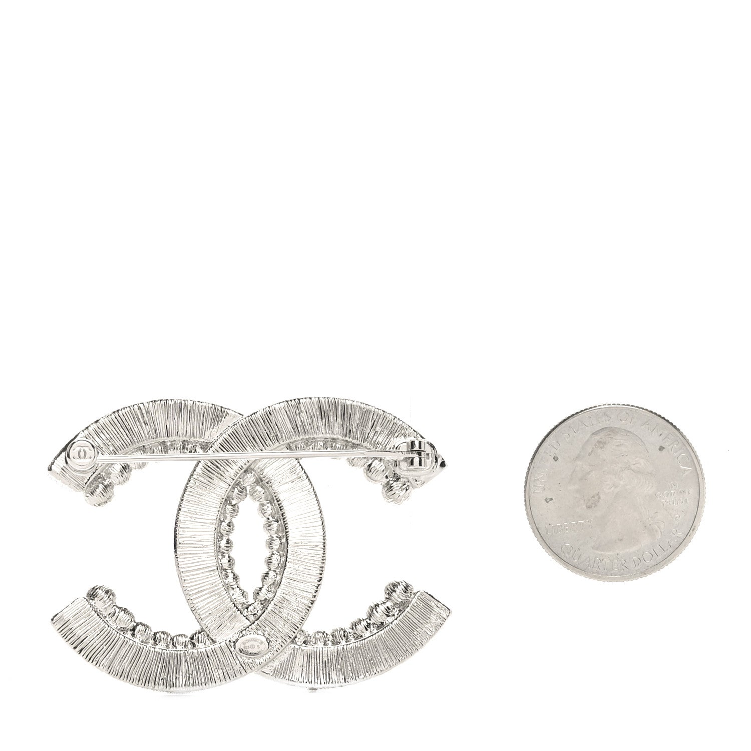 Chanel Baguette Crystal CC Brooch Silver 2 of 4