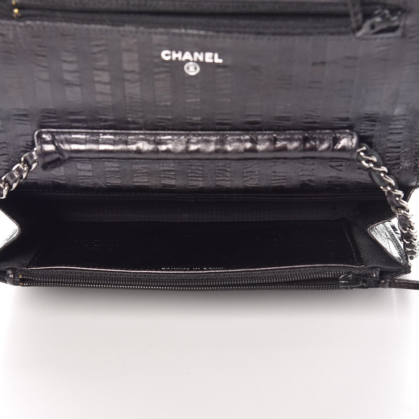 Aged Calfskin Striped Reissue Wallet On Chain WOC Black