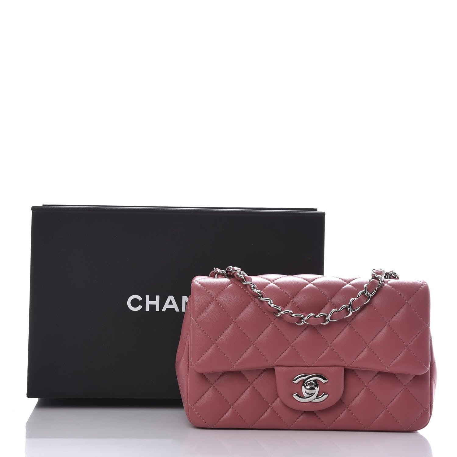 Chanel Lambskin Quilted Mini Rectangular Flap Pink 11 of 11