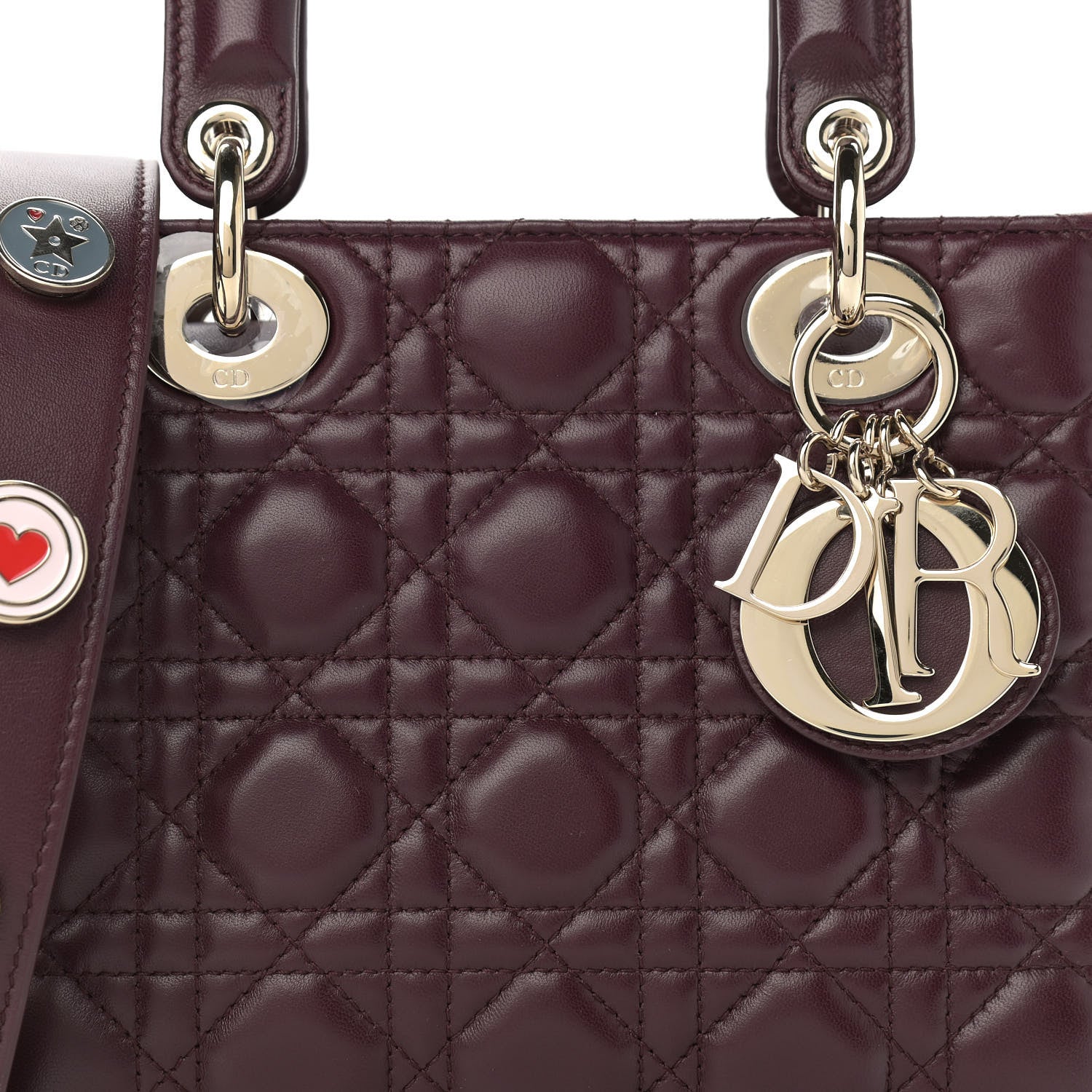 Christian Dior Lambskin Cannage Small Lucky Badges My Lady Dior Burgundy 8 of 10