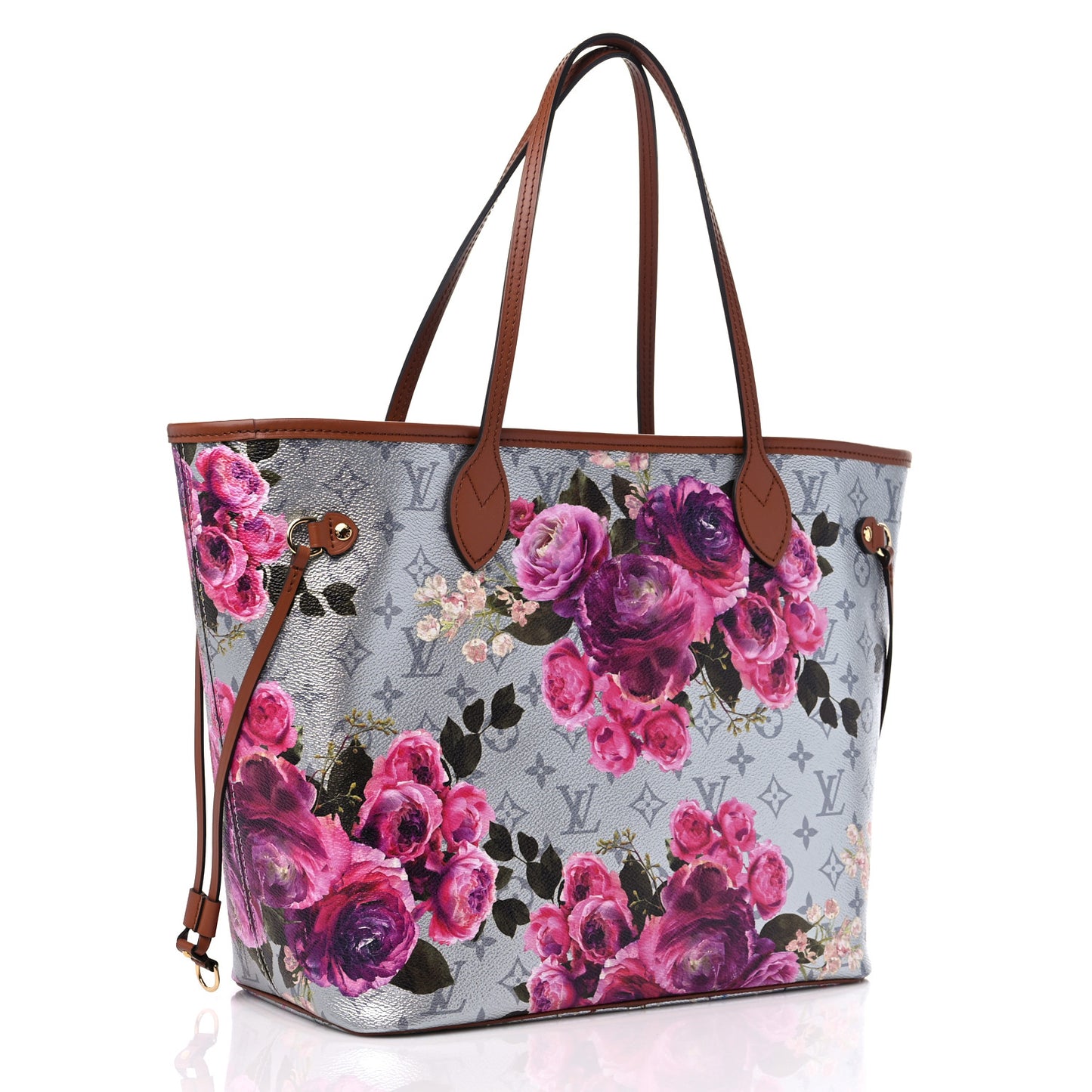 Metallic Monogram LV Garden Neverfull MM Silver