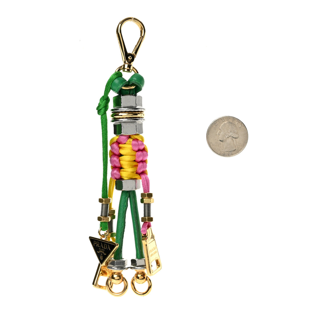 Metal Lambskin Robot Bag Charm Multicolor