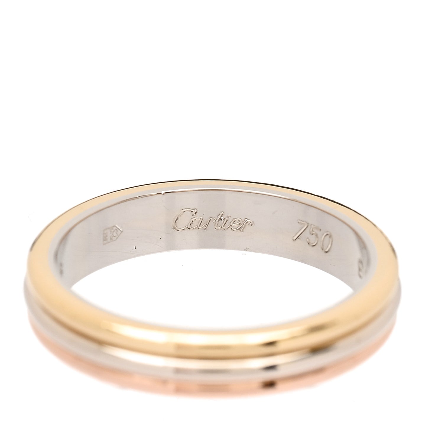 18K Pink White Yellow Gold 4mm Trinity Wedding Band Ring 52 6
