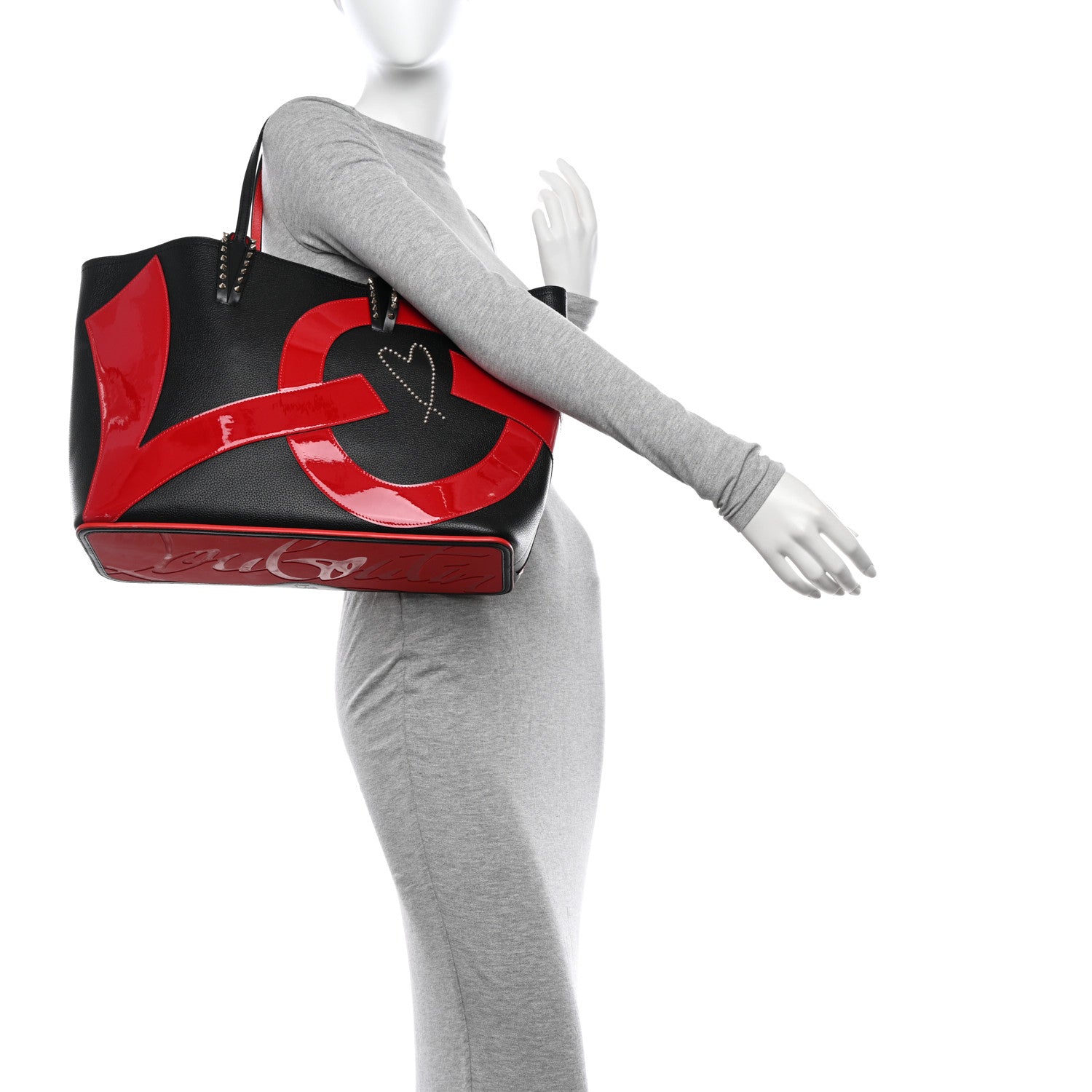 Christian Louboutin Calfskin Cabata Love Empire Paris Tote Black 2 of 12
