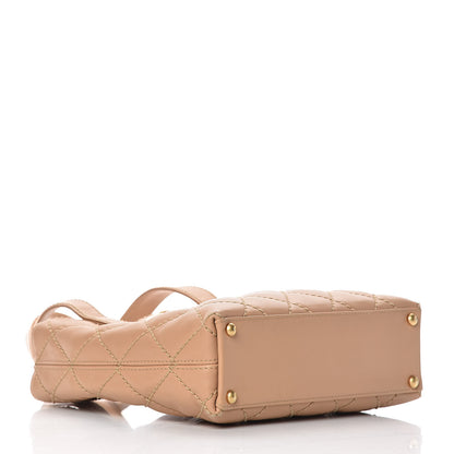 Chanel Calfskin Quilted Surpique Stitch Small Tote Beige 4 of 10