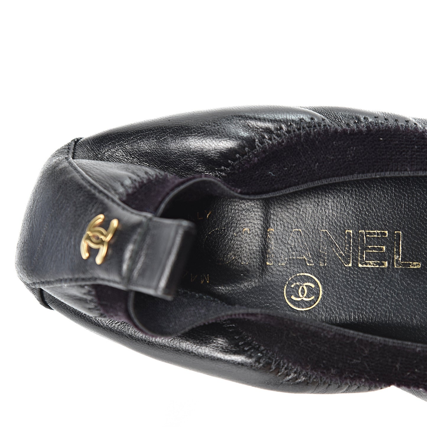 Lambskin Elastic Stretch Camellia Pumps 38 Black