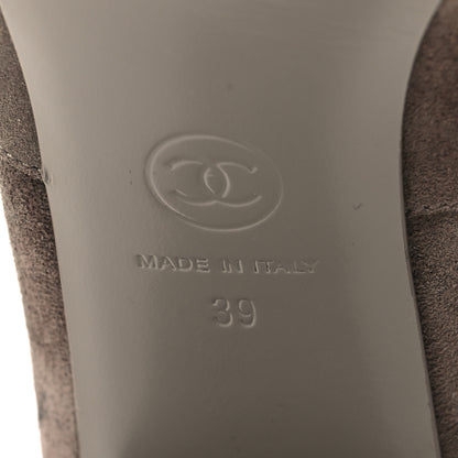 Chanel Suede Lambskin Cap Toe CC Boots 39 Beige Black 7 of 11