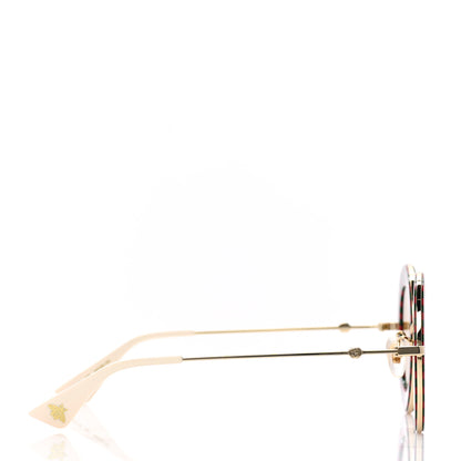 Gucci Metal Acetate Striped Maison Del'Amour Round Frame Sunglasses GG0113S Red Green 3 of 9