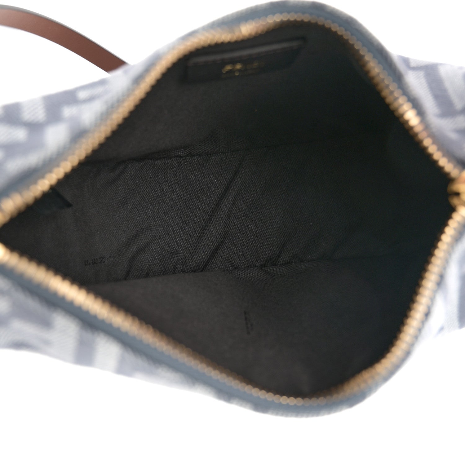 Fendi Denim Vitello King F is Fendi FF Embroidered Mini Fendigraphy Hobo Bag Blue Brown 5 of 10
