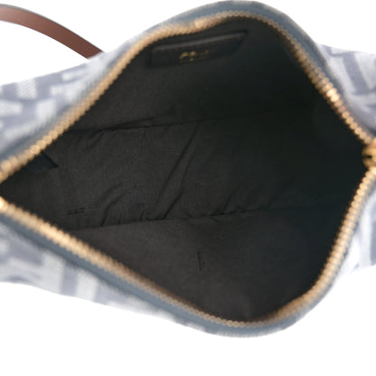 Fendi Denim Vitello King F is Fendi FF Embroidered Mini Fendigraphy Hobo Bag Blue Brown 5 of 10