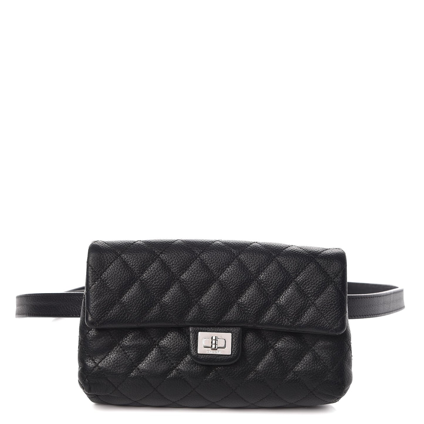 Grained Calfskin Quilted 2.55 Reissue Flap Belt Bag Clutch Black