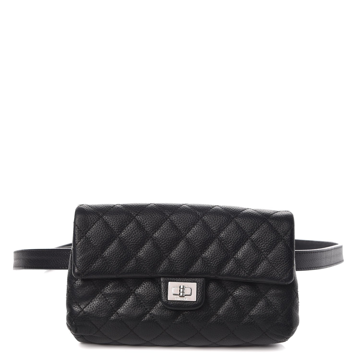 Chanel Grained Calfskin Quilted 2.55 Reissue Flap Belt Bag Clutch Black 1 of 8