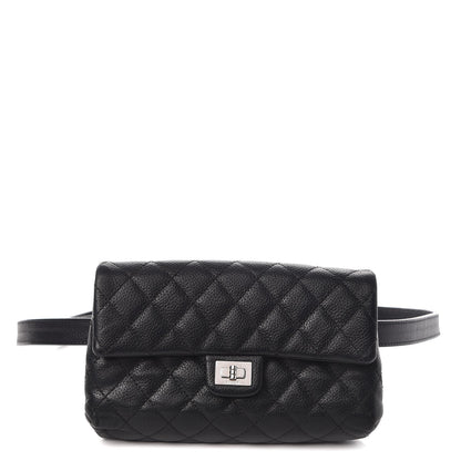 Chanel Grained Calfskin Quilted 2.55 Reissue Flap Belt Bag Clutch Black 1 of 8