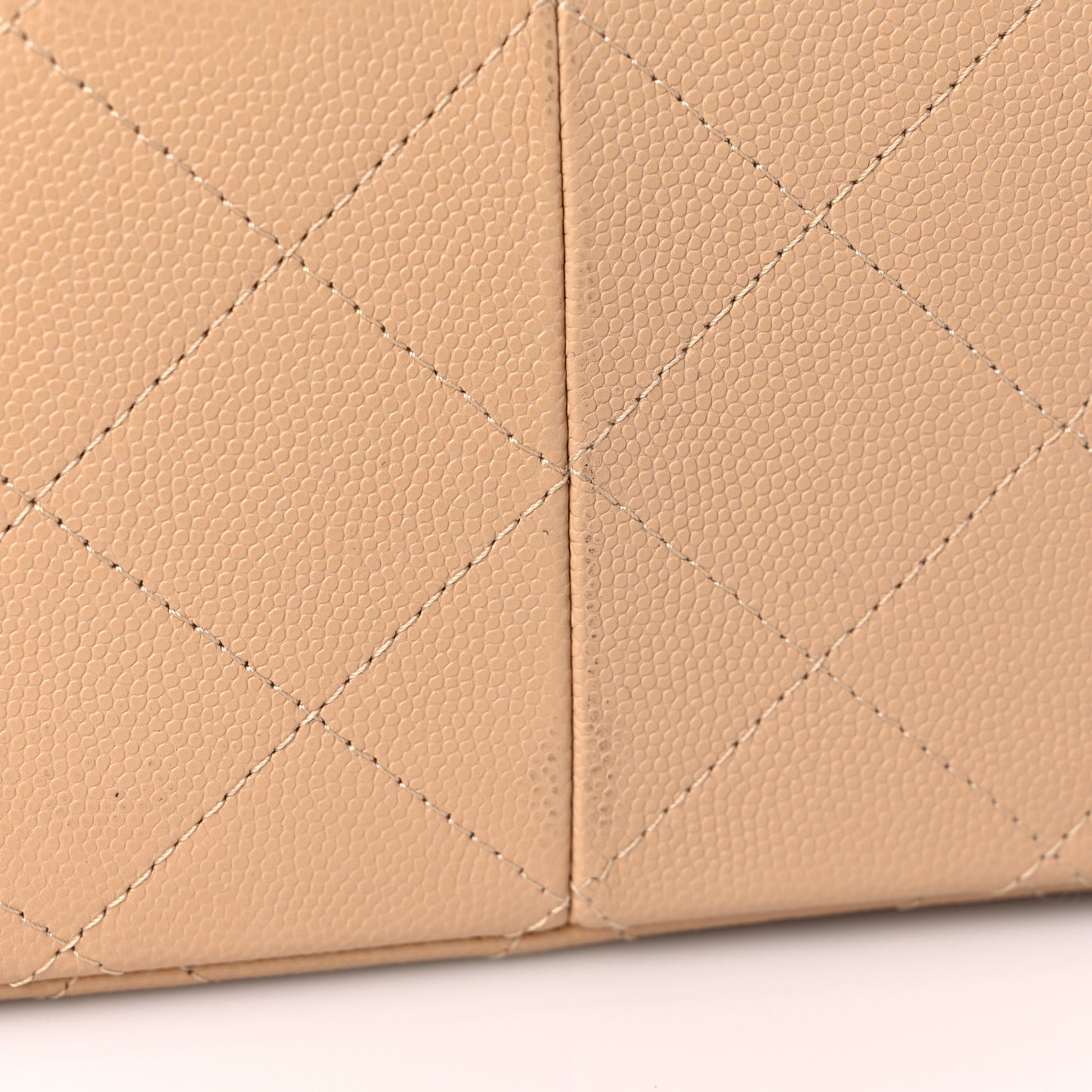Caviar Quilted Jumbo Double Flap Beige