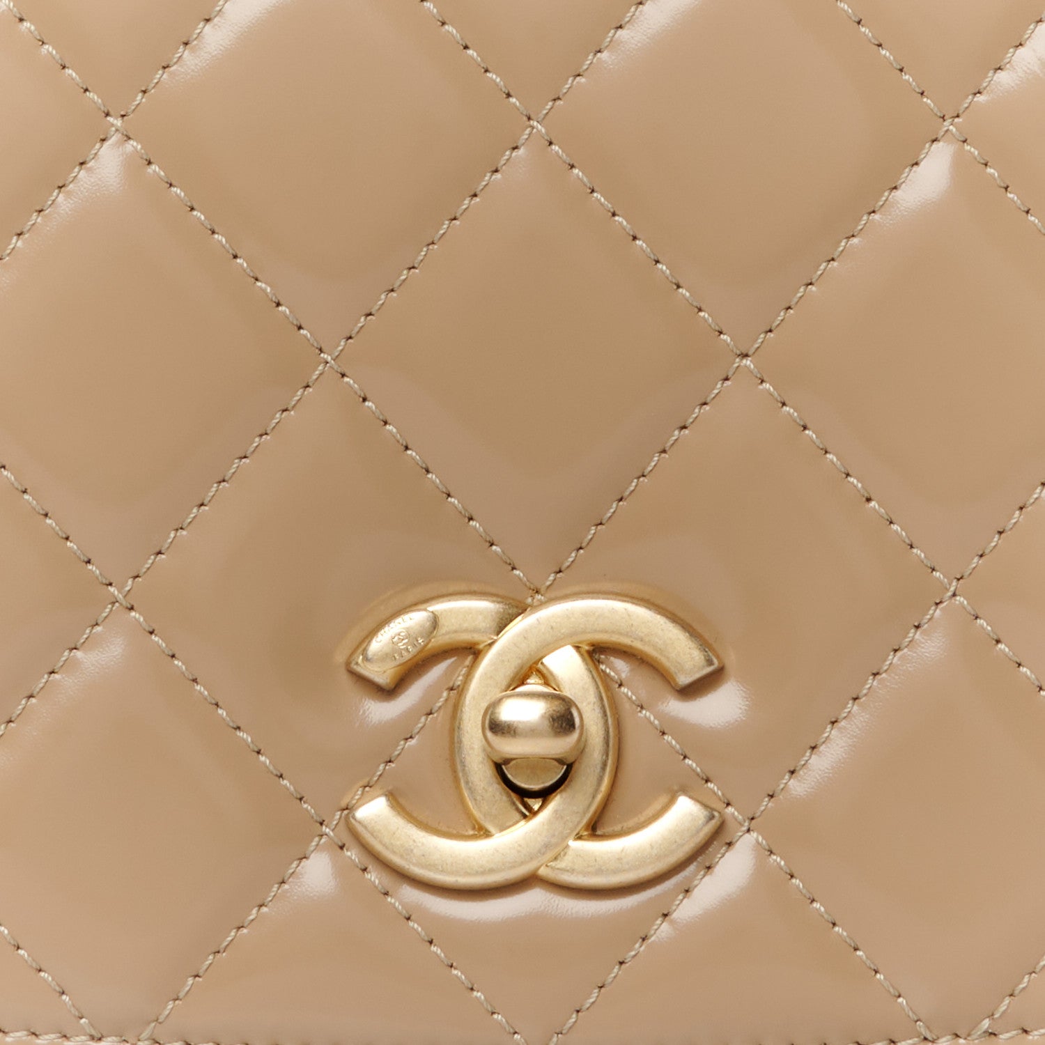 Chanel Shiny Calfskin Quilted Suede Goatskin Mini Messenger Beige 9 of 11