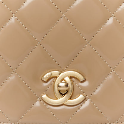 Chanel Shiny Calfskin Quilted Suede Goatskin Mini Messenger Beige 9 of 11