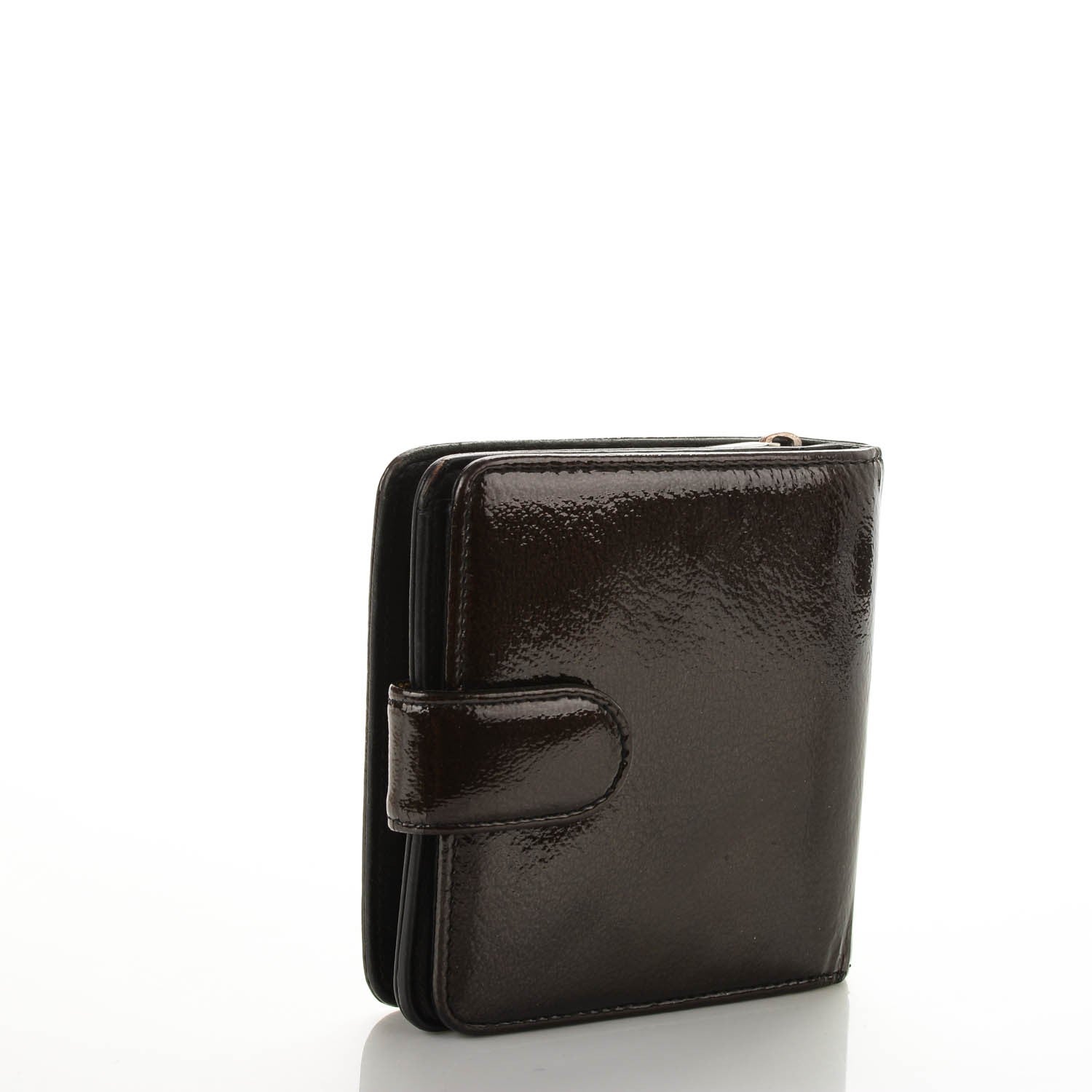 Chanel Patent Goatskin Compact CC French Wallet Black 3 of 8