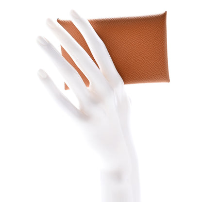 Hermes Epsom Calvi Card Case Gold 2 of 9