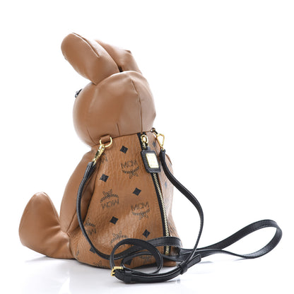 MCM Calfskin Visetos Rabbit Zoo Doll Crossbody Cognac 3 of 10