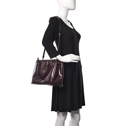 Prada Saffiano Vernice Medium Galleria Double Zip Tote Granato 2 of 15