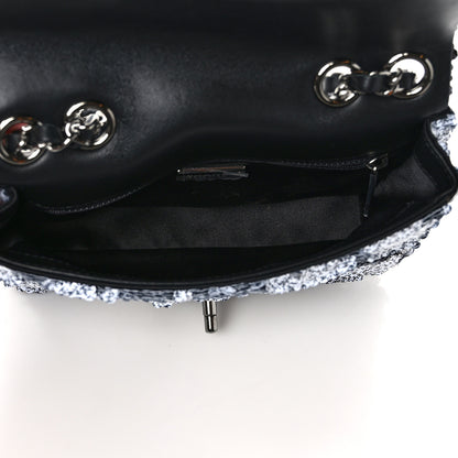 Chanel Sequin CC Logo Small Single Flap White Black 5 of 8
