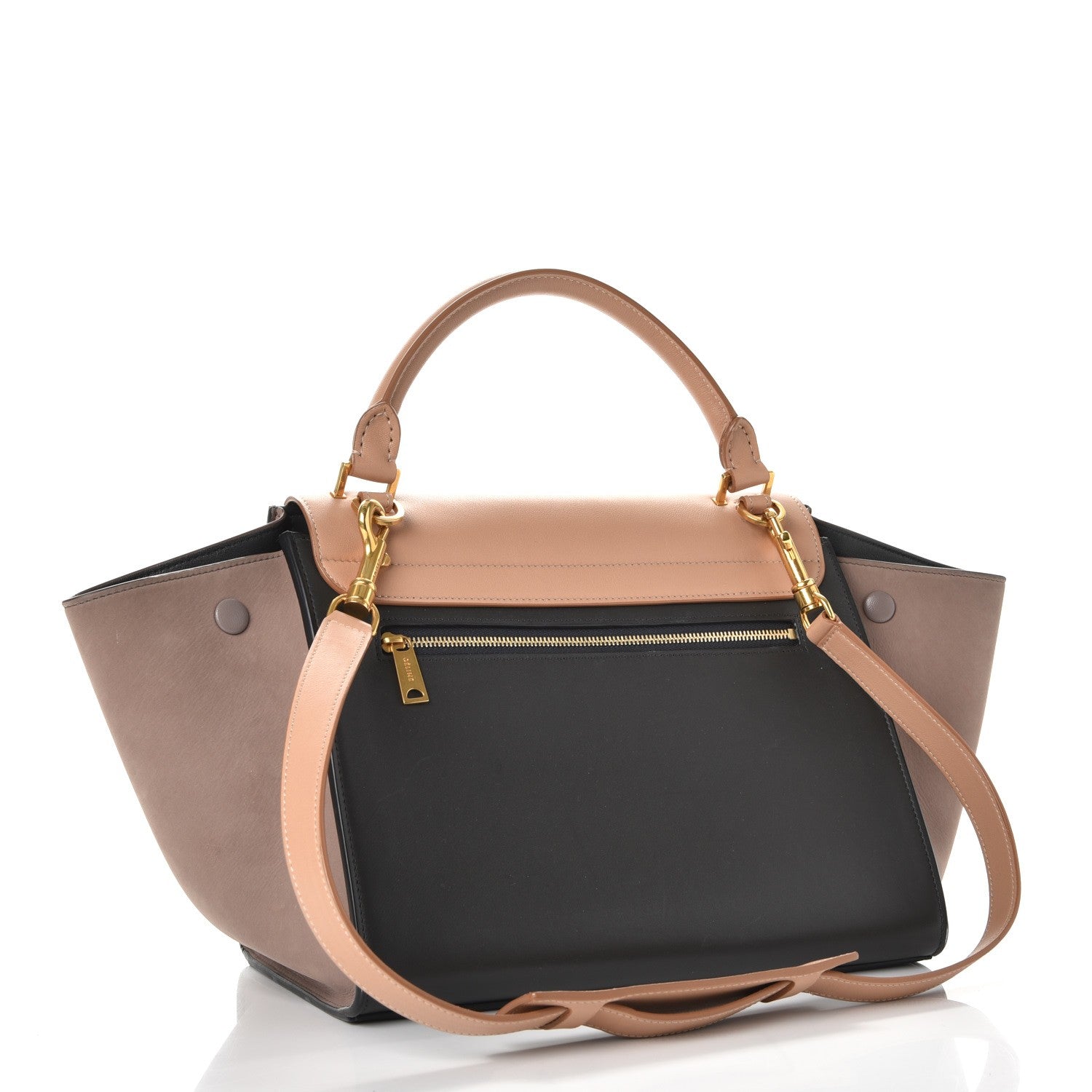 Celine Smooth Calfskin Nubuck Small Tri-Color Trapeze Nude 4 of 13