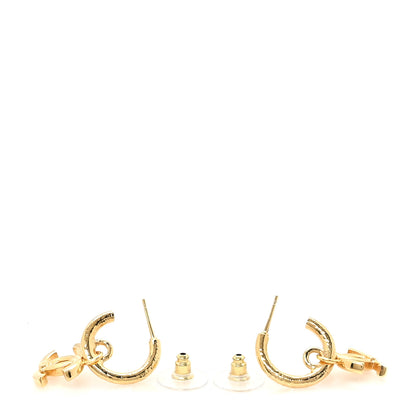 Chanel CC Hoop Drop Earrings Gold 4 of 5