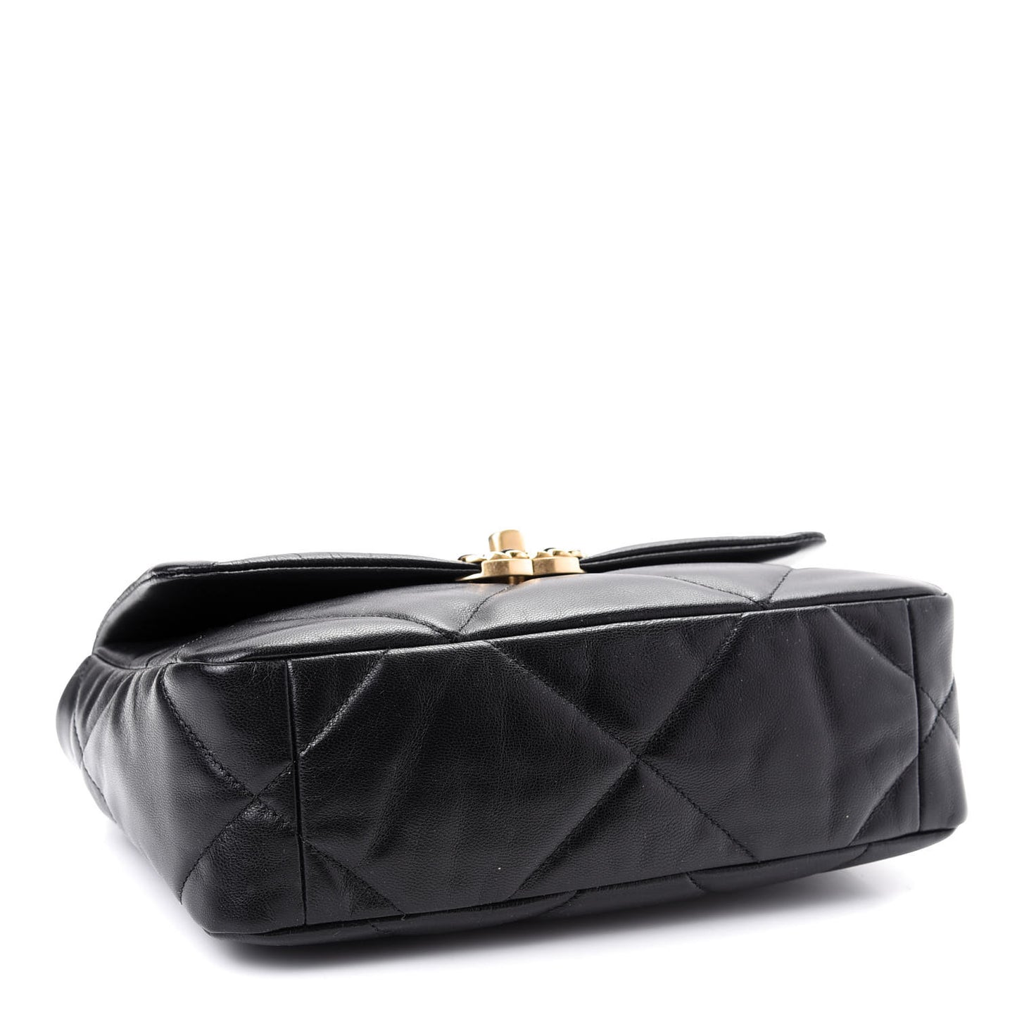 Shiny Goatskin Quilted Medium 19 Flap Black