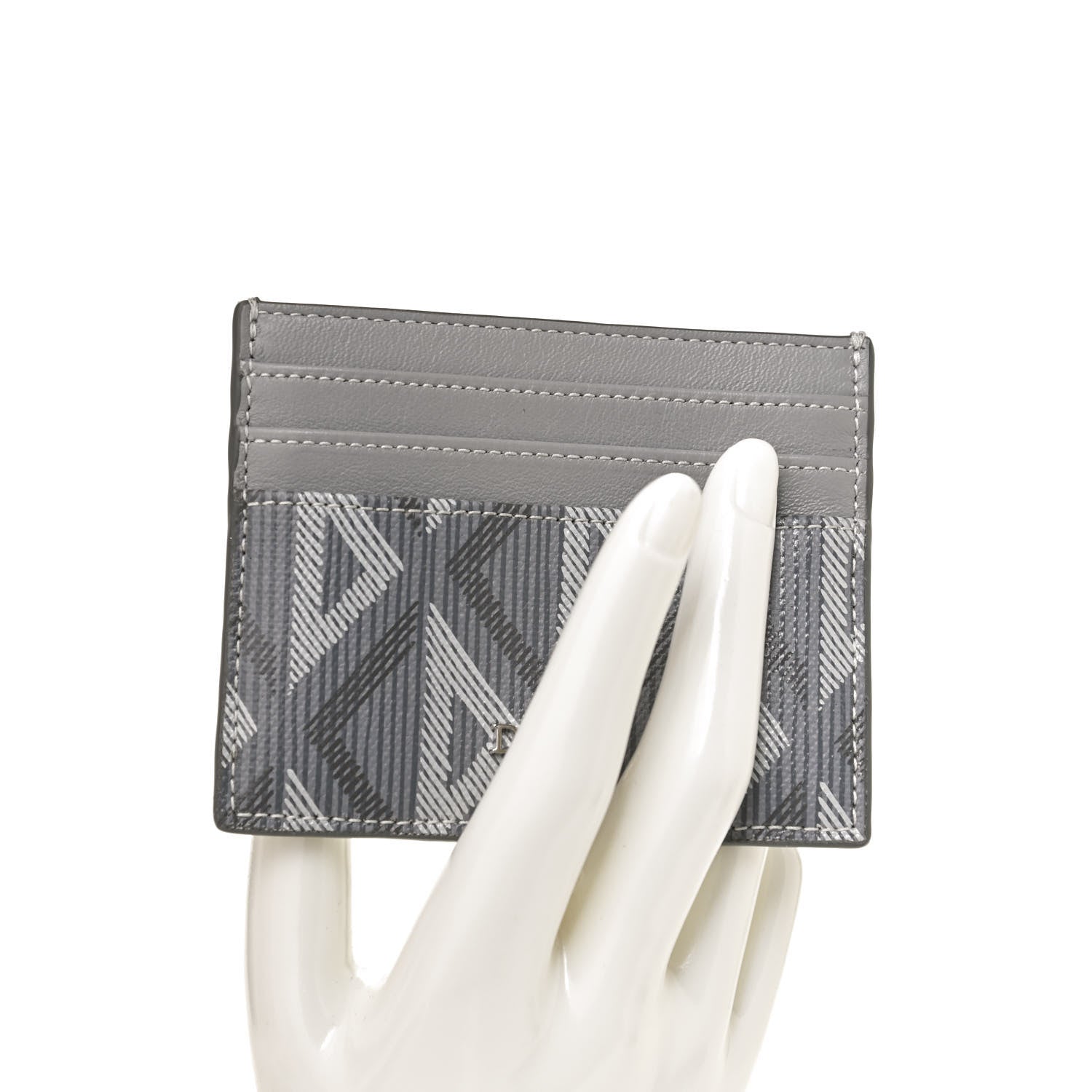 Christian Dior Calfskin CD Diamond Canvas Card Holder Grey 2 of 8