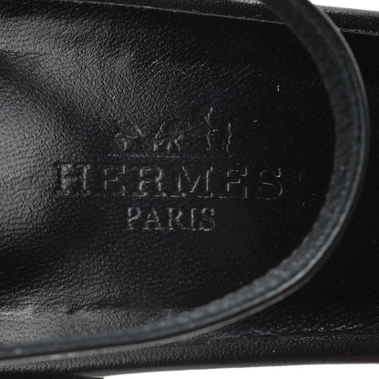 Hermes Calfskin Premiere 70 Slingback Sandals 39 Black 7 of 8