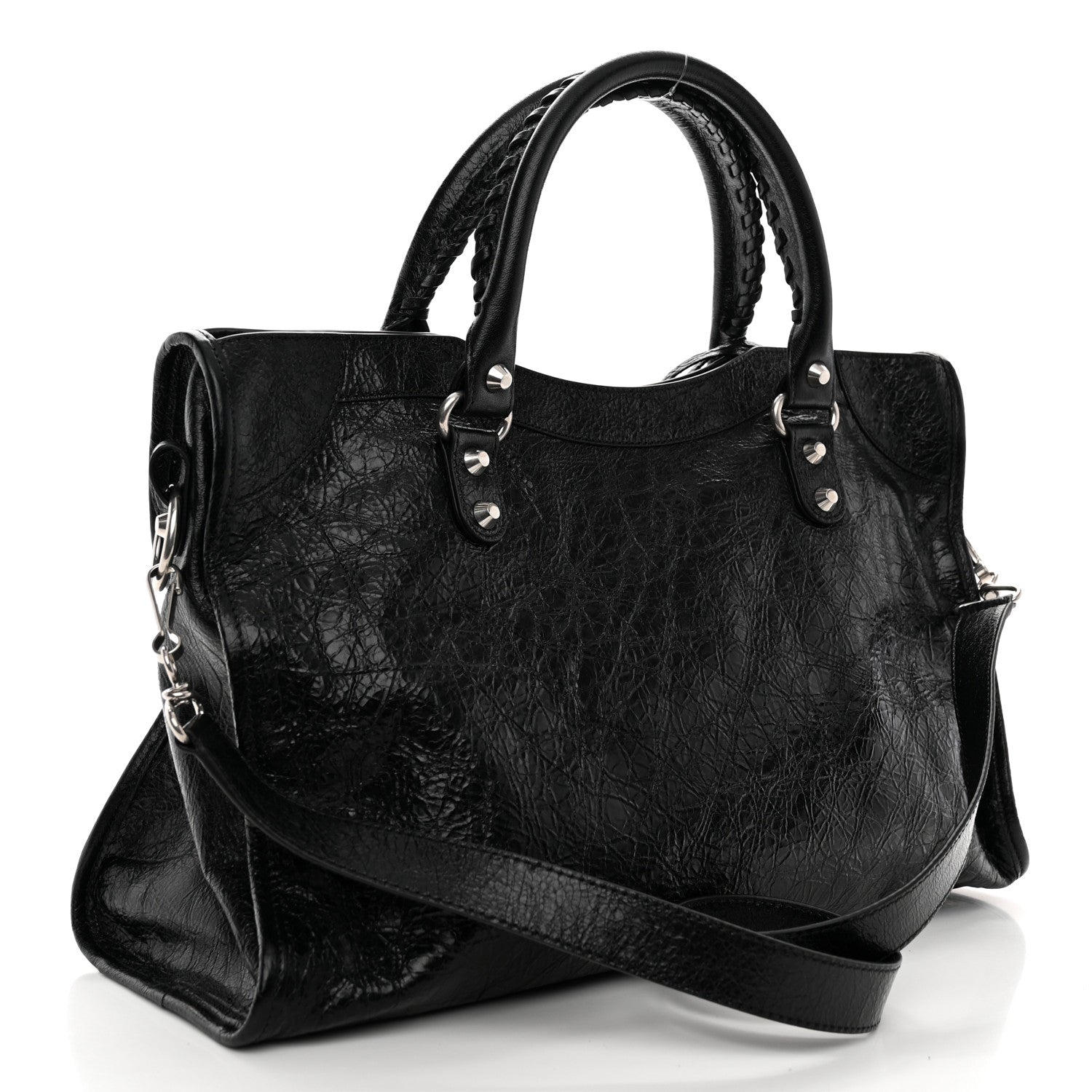 Balenciaga Agneau Arena Silver Hardware Medium Le City Black 3 of 9