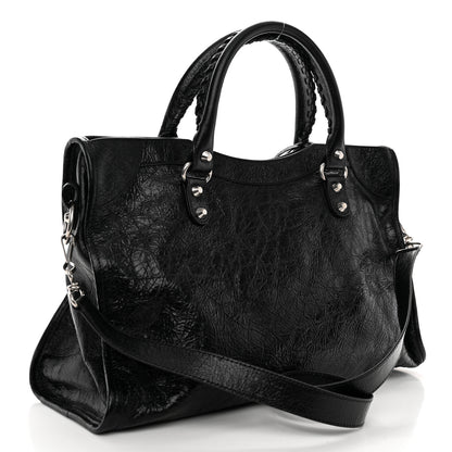 Balenciaga Agneau Arena Silver Hardware Medium Le City Black 3 of 9