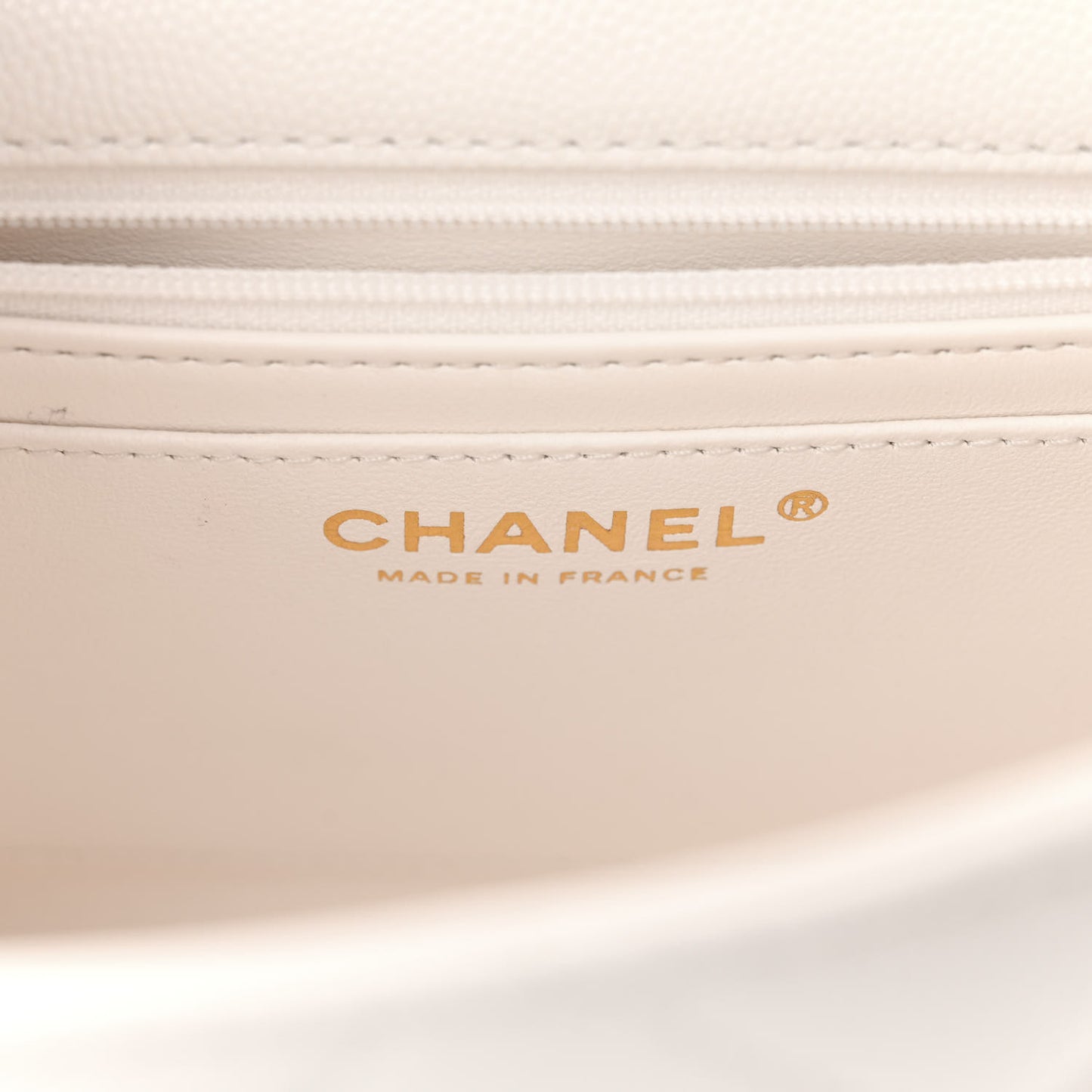 Caviar Quilted Mini Retro Twist Top Handle Flap White