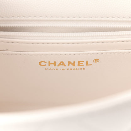 Chanel Caviar Quilted Mini Retro Twist Top Handle Flap White 6 of 10