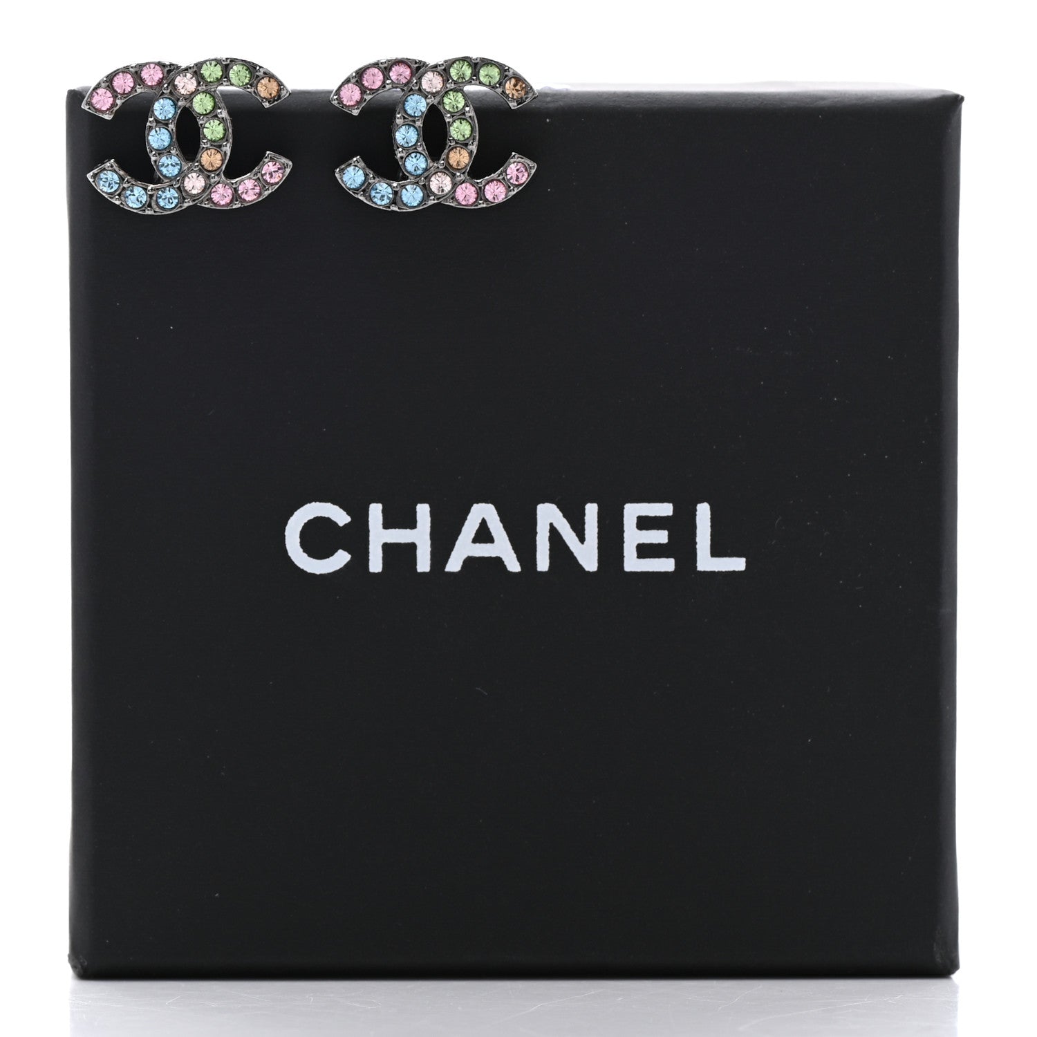 Chanel Ruthenium Crystal CC Earrings Multicolor 5 of 5